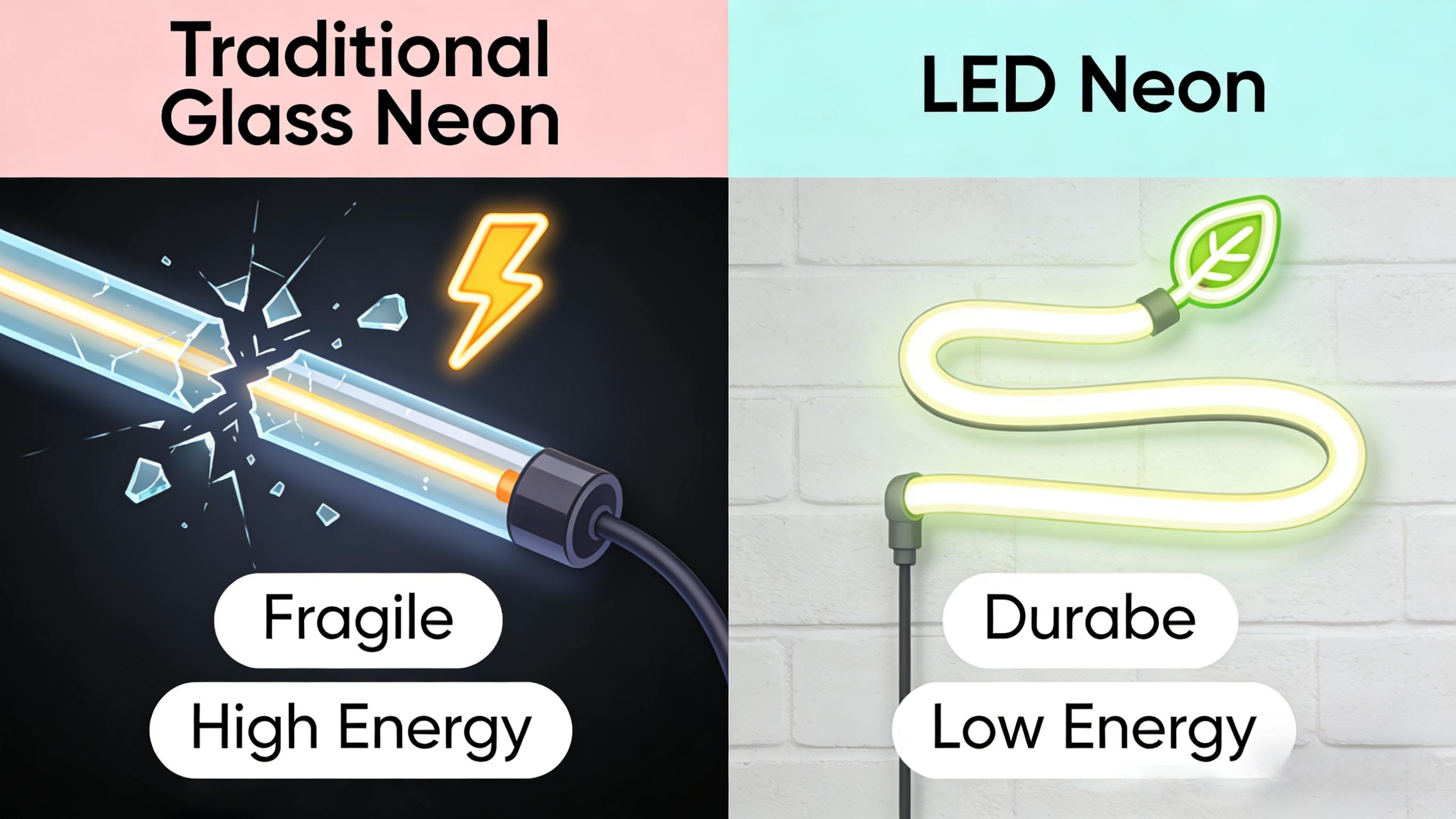 Sign Diff Enseignes néon LED vs. Néon en verre traditionnel : Quelle est la diff ...