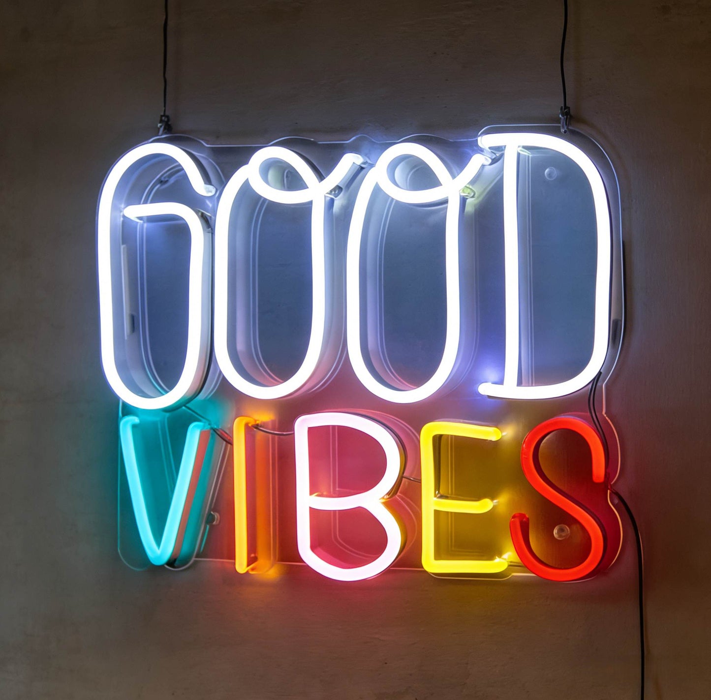 Enseigne néon LED colorée Good Vibes
