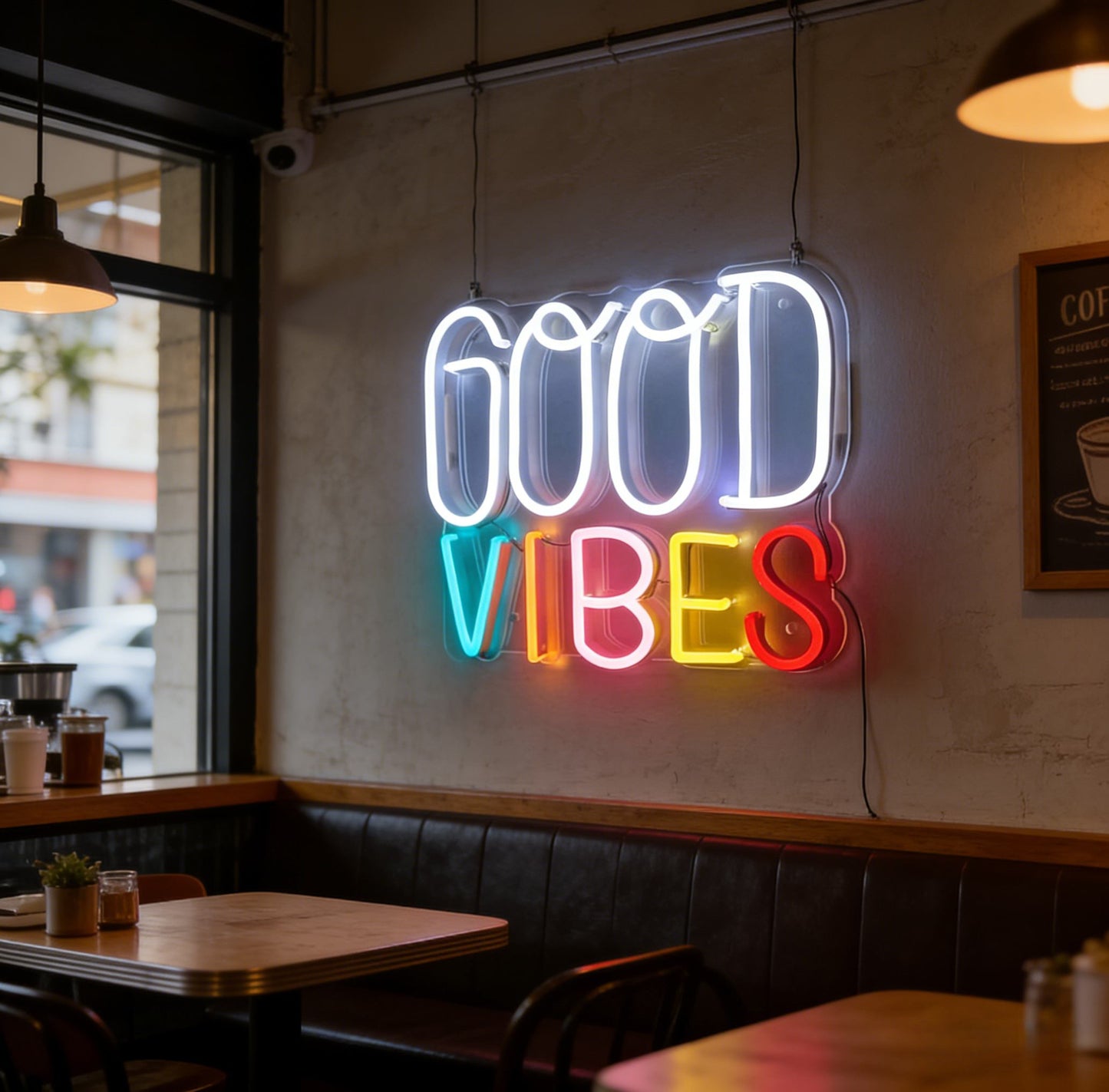 Enseigne néon LED colorée Good Vibes