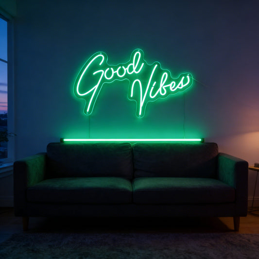 Good Vibes Cursive LED Neon Sign