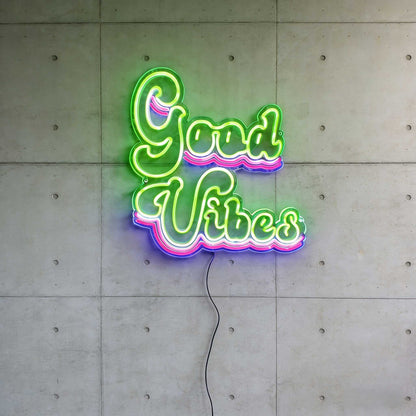 Enseigne néon LED style Doodle « Good Vibes »