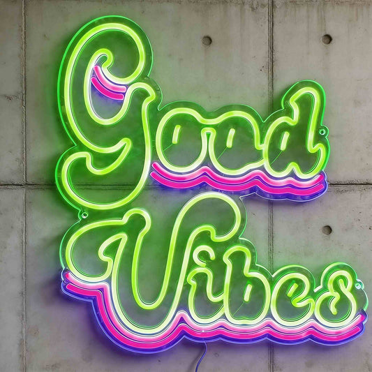 Good Vibes Doodle Style LED Neon Sign