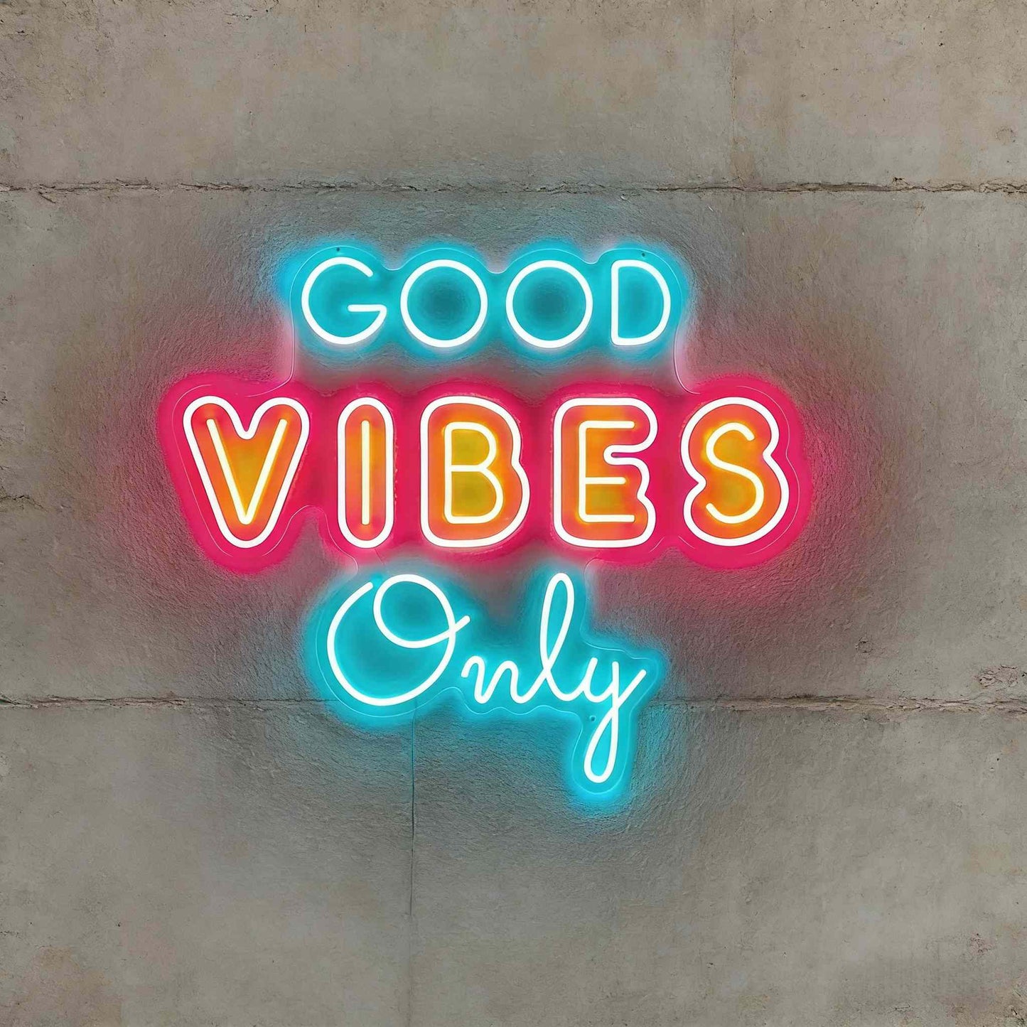 Enseigne néon LED polices mixtes Good Vibes Only
