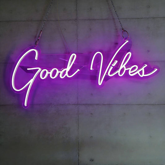 Good Vibes Script LED Neon Sign